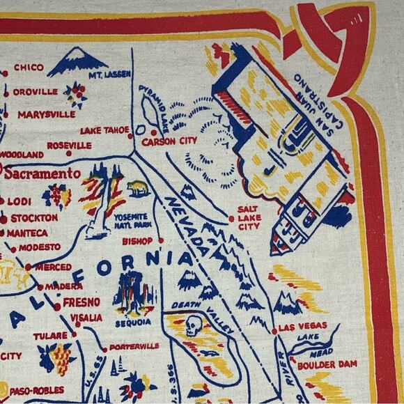 Vintage California State Souvenir Tablecloth Estimate From 1950s - Picture 4 of 7